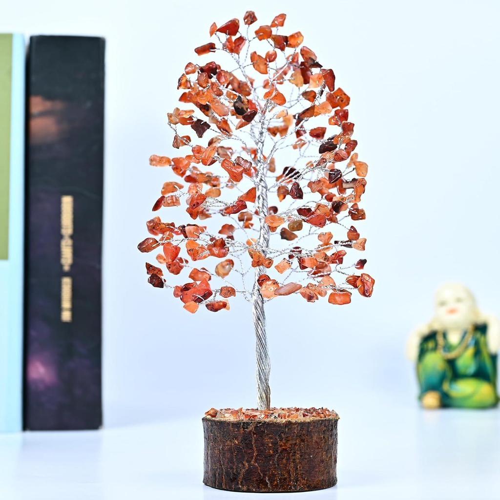 Carnelian Chakra Crystal Tree Good Luck Showpiece for Home Decor Items Crystals Gemstones Bonsai Money Tree