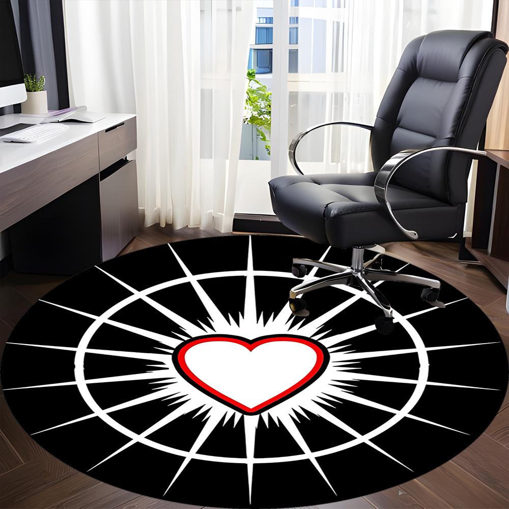 1PC Heart Symbol Chair Carpet for Office, Indoor Non-Slip Washable Carpet, Soft Comfortable Mat For Office Room Yy250930250