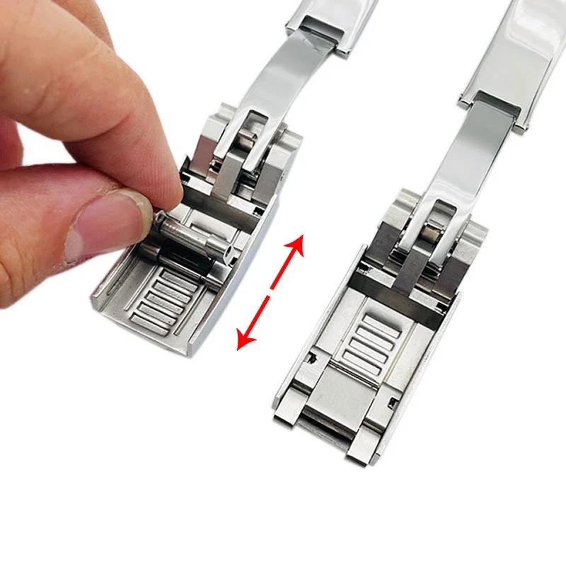 904L Stainless Steel Buckle for Rolex Rubber Watch Strap Clasp for Daytona Double Convex Adjusted Folding Buckle 9mm