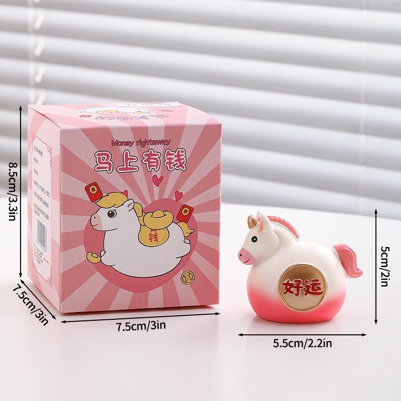 2026 New Year Resin Pony Decoration Ornament Mini Car Desktop Ornament New Year Birthday Blessing Gift Spring Festival Crafts