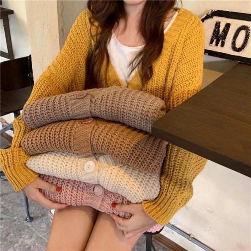 Early Autumn Women's Sweater Loose Knitted Sweater Cardigan Short Sweater Female Student Top