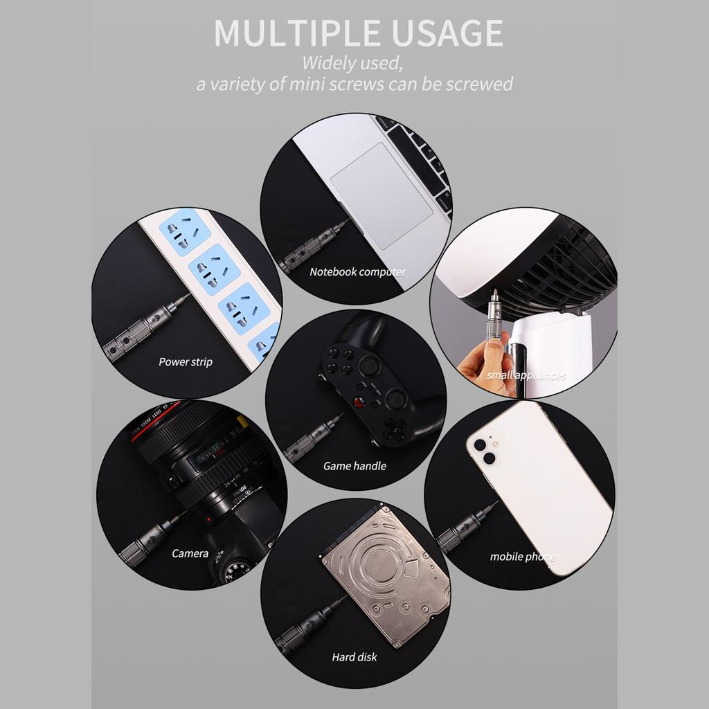 Cordless Electric Screwdriver with Driver Bits USB C Rechargeable Power Tools Set Household Maintenance Repair Tool