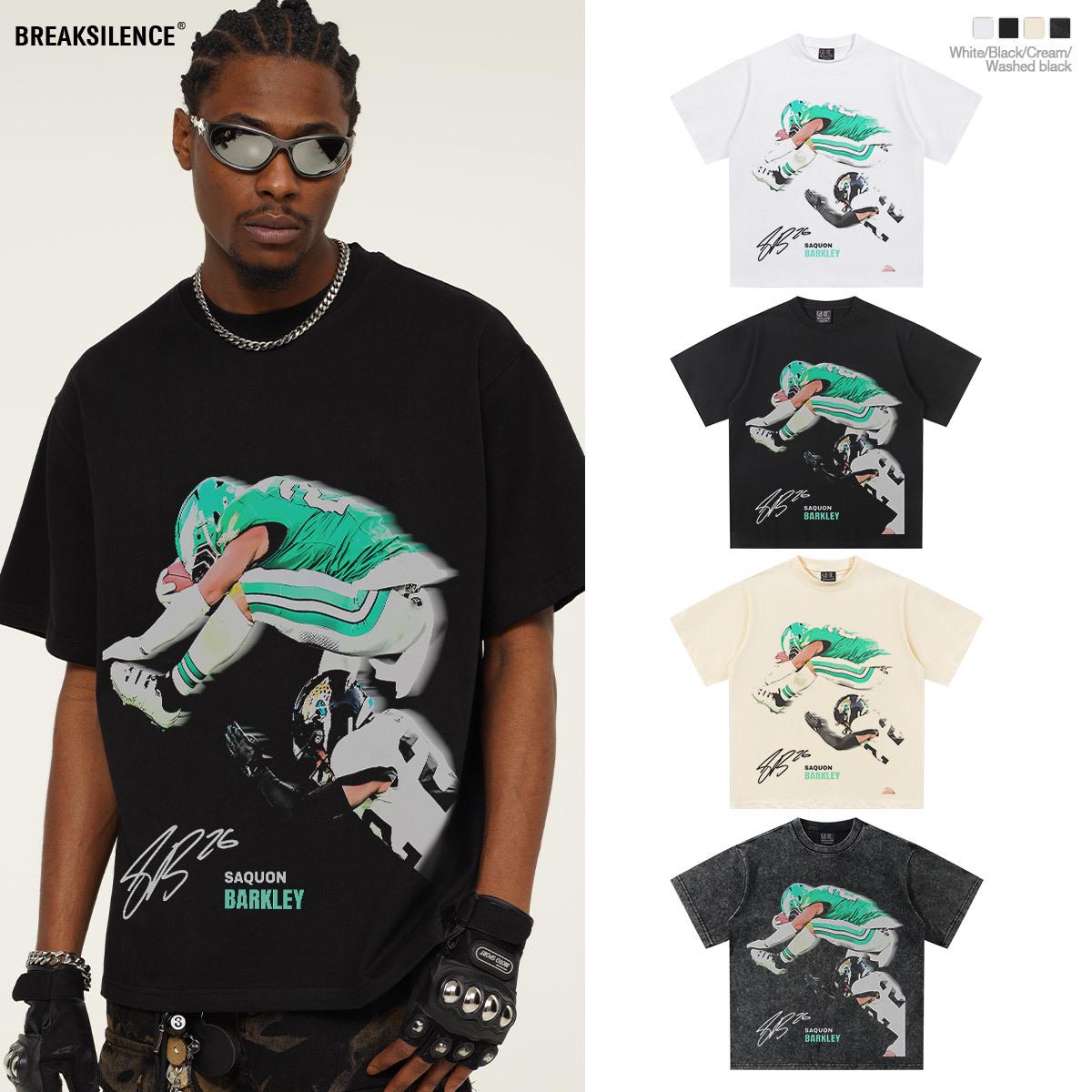 

2025 Spring/Summer Saquon Barkley Heavyweight NFL Short-Sleeve Pure Cotton T-shirt L