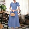 Robe d'été élégante à col rond et manches courtes décontractée pour femme