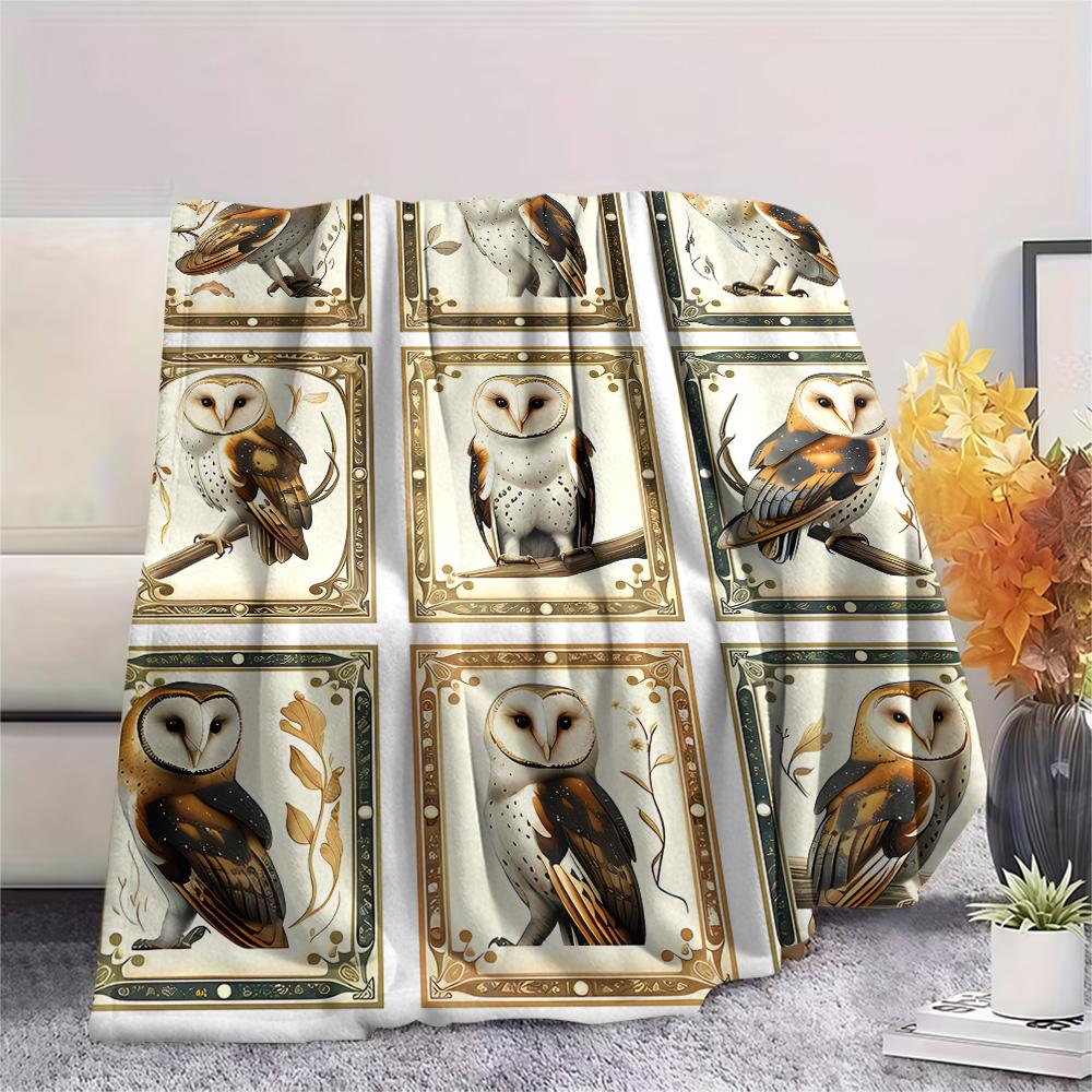 Eulen-Print Flanelldecke, Hohe Qualität, Bequem für alle Jahreszeiten, Heimdekoration, Wärme und Komfort, Perfekt für Weihnachtsgeschenke
