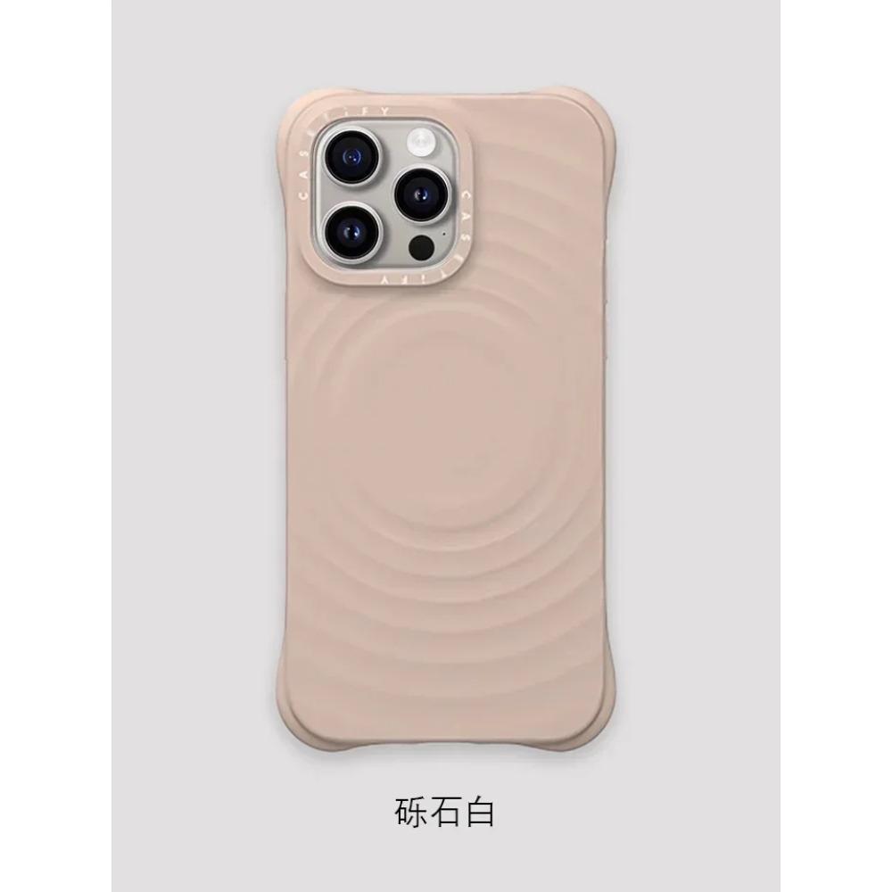 Stile INS Onde Silicone Lettere Incise Per Custodia Telefono Magsafe Per iPhone 17 Pro Max Pulsante Foto Protezione Quattro Angoli Anti-caduta Custodia Protettiva
