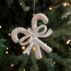 Elk Snowflake Pendant White Gold Christmas Hanging Ornament  Home Decoration