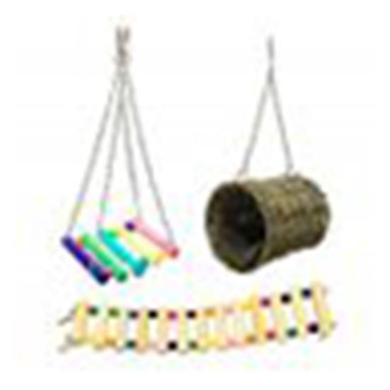

3Pcs Pet Hammock Swing Tunnel House Bed Ladder Hamster Squirrel Hanging Cage Toy