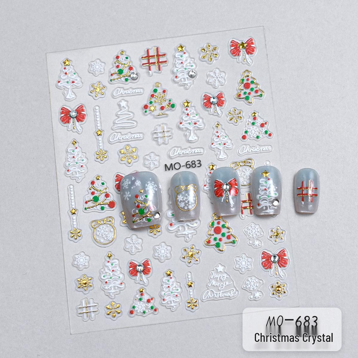 Festive Rhinestone Nail Stickers: Christmas Tree, Snowflake & Wreath Designs