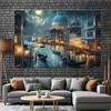 2D Flat Printing Night Venice Canal Backdrop for Italy Vacation Photoshoot