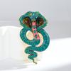 Cobra Rhinestone Snake Brooches Animal Snake Lapel Pin Vintage Zodiac Snake Brooch  Men