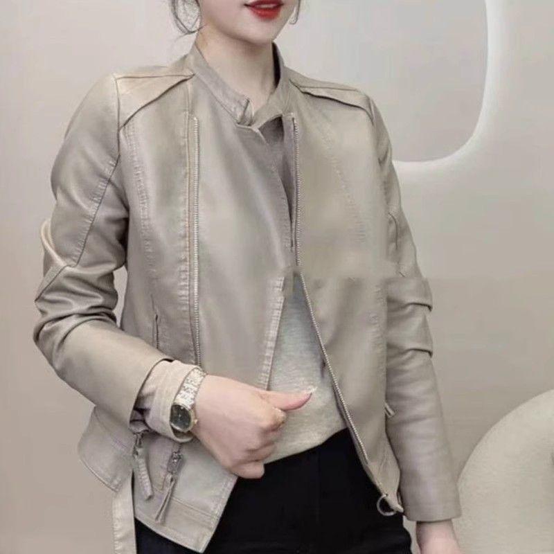 2025 Women's Long Sleeve Leather Jacket - Chic, Versatile Korean Fashion for Spring and Autumn.