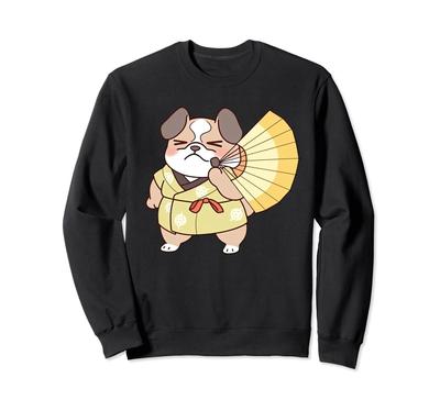 Englische Bulldogge Yukata Lustiger Hund Sommerfest Sweatshirt