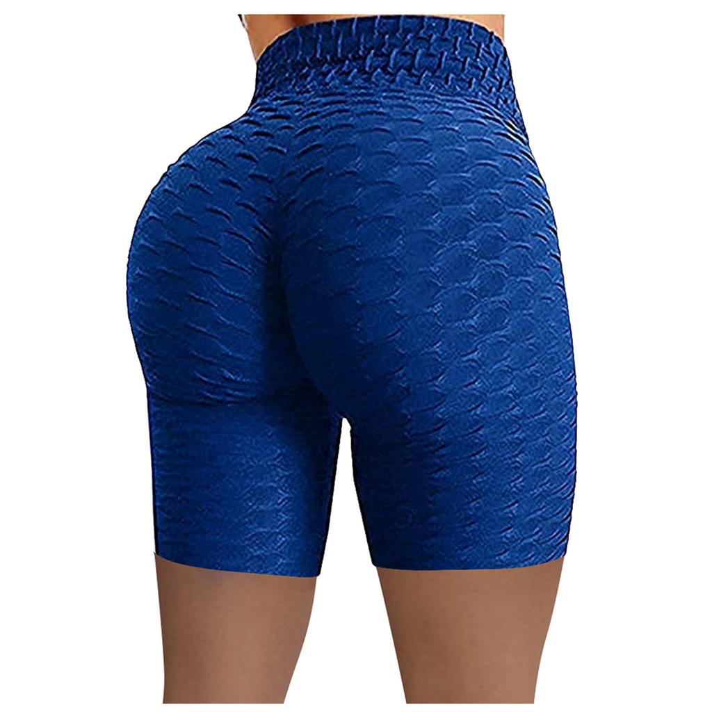 Women Wrinkled High Waist Hip Stretch Running Fitness Yoga Pants Biker Shorts