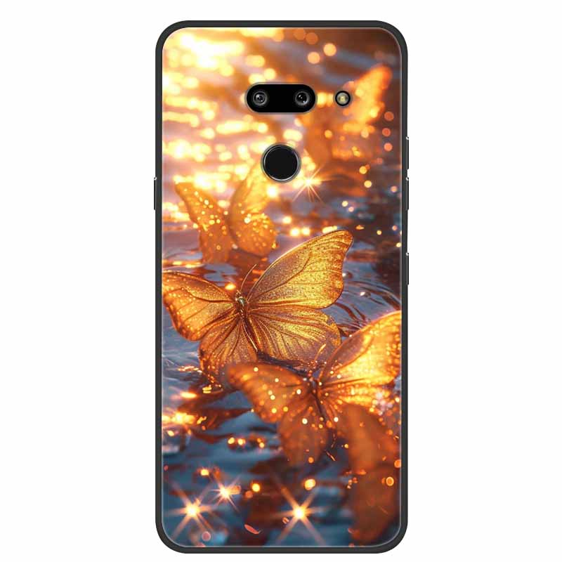 Für LG G8 G8S ThinQ Schwarze Hüllen Weiche Silikon TPU Handyhüllen Für G 8 S 8S ThinQ Luxus Rückabdeckung Funda Cartoon Schale Para Capa
