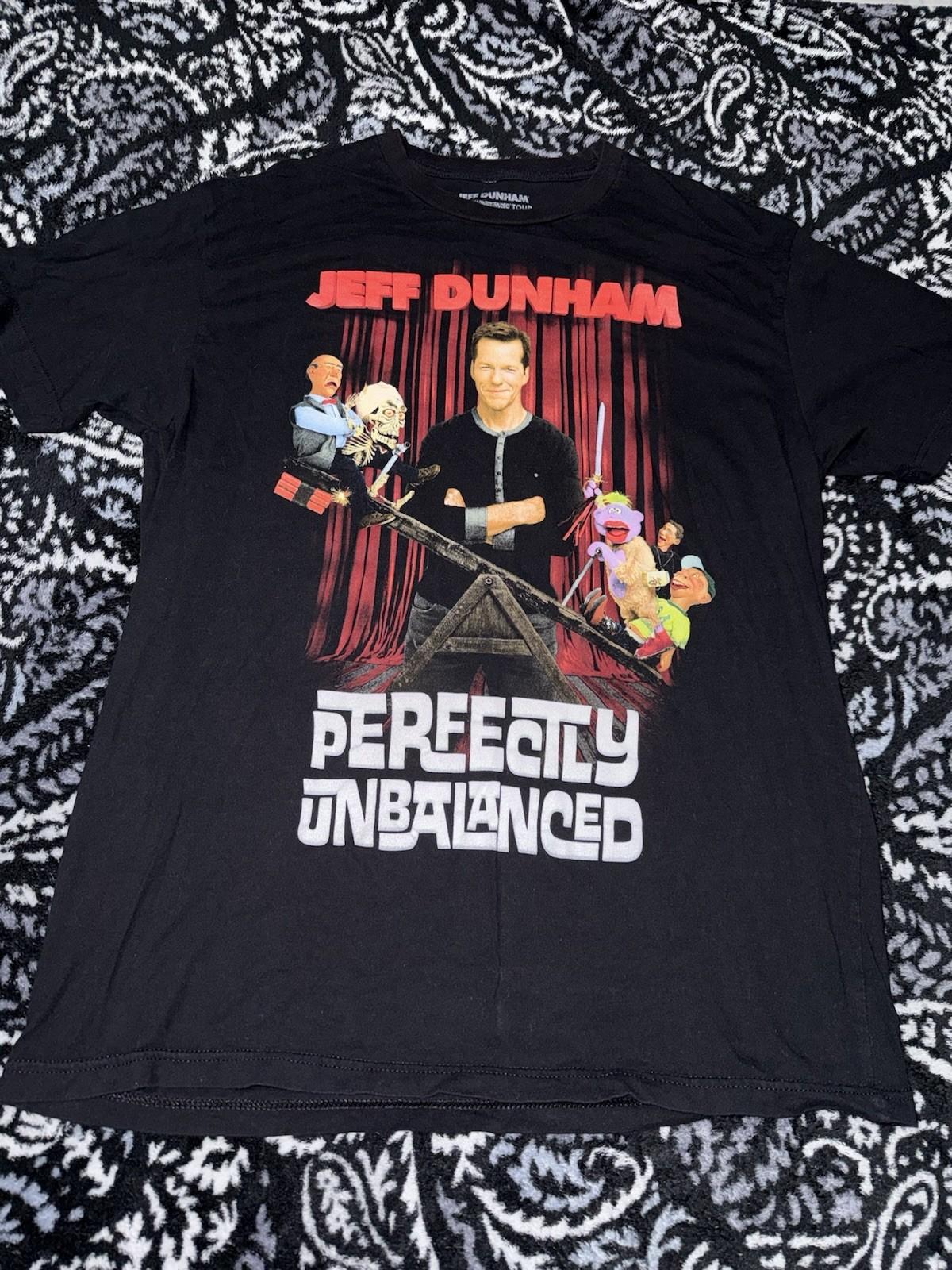 Jeff Dunham T-Shirt Adults Large Black Perfectly Unbalanced Comedy Tour Unisex T-Shirt S