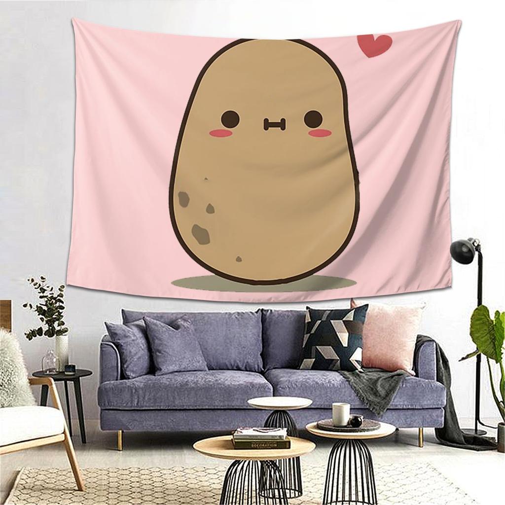 Cute Potato In Love Tapestry Decoration Art Aesthetic Tapestries for Living Room Bedroom Home Wall Cloth Wall Hanging