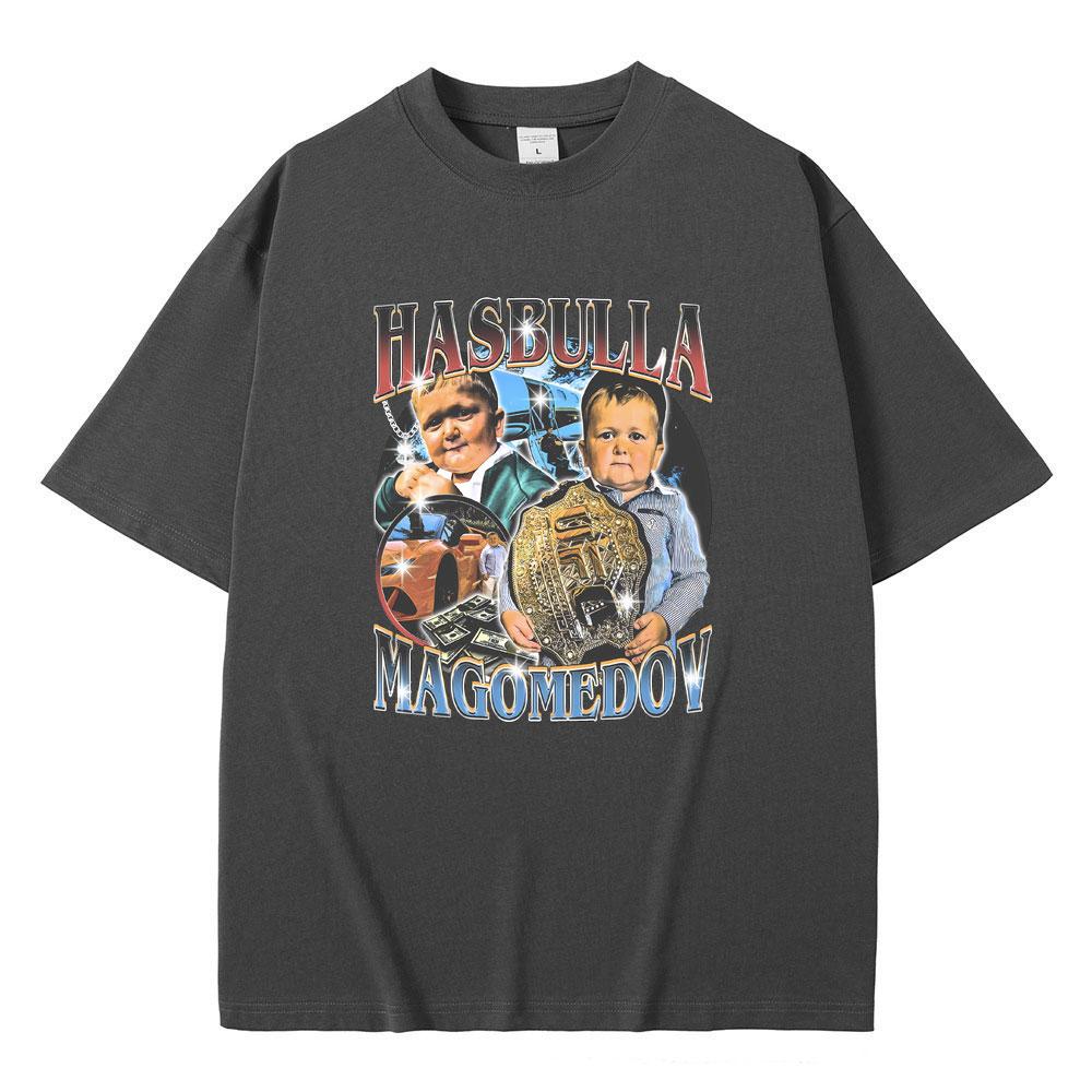 Hasbulla Magomedov Funny Meme T-shirt Men's Vintage Oversized Tshirt Men Women Casual 100% Cotton T Shirt Short Sleeve Fan Gift