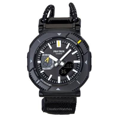 Pro Trek Analógico Digital Enlace Smartphone Correa de Tela Esfera Negra Solar PRJ-B001B-1 100M Reloj para Hombre