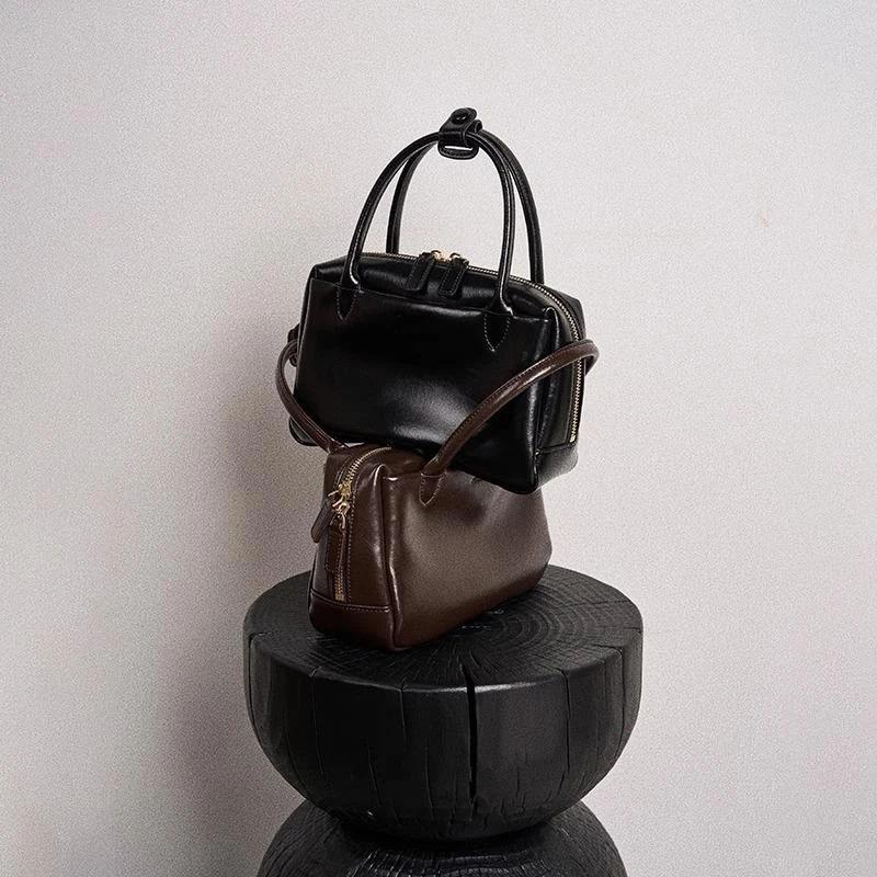 Leather Bags, Small Square Bags for Spring and Summer, Women's Handbags, High-end and Niche Crossbody Small Bags