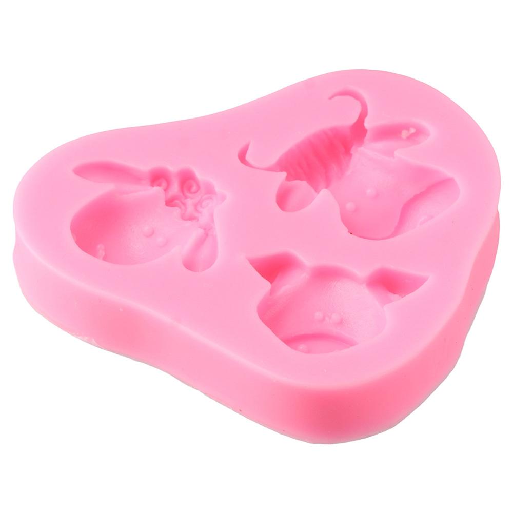 2pcs Cow Animals Head Fondant Molds Sheep Candle Mold Present Cake Making Mold  for Cookies