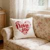 Valentine's Day Pillow Cover 18" Faux Fur Love x 18" Soft Plush Heart Pillowcase Embroidery Throw