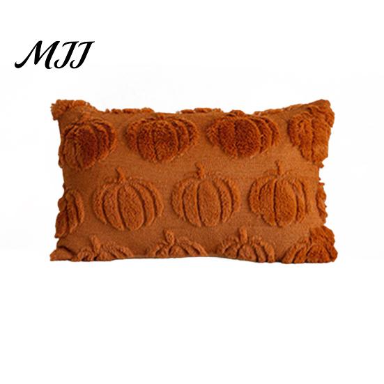 Fall Decor Pillow Case Pumpkin Pattern Pillowcase Solid Color Hide Zipper Soft Wool Pillowcases Velvet Halloween Cushion Cover Home Durable