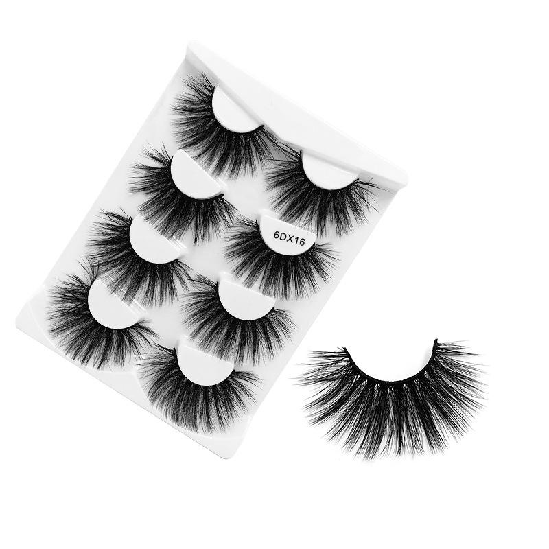 

25Mm 6D Chemical Fiber False Eyelashes 4 Pairs Of Natural Thick Curled Eyelashes