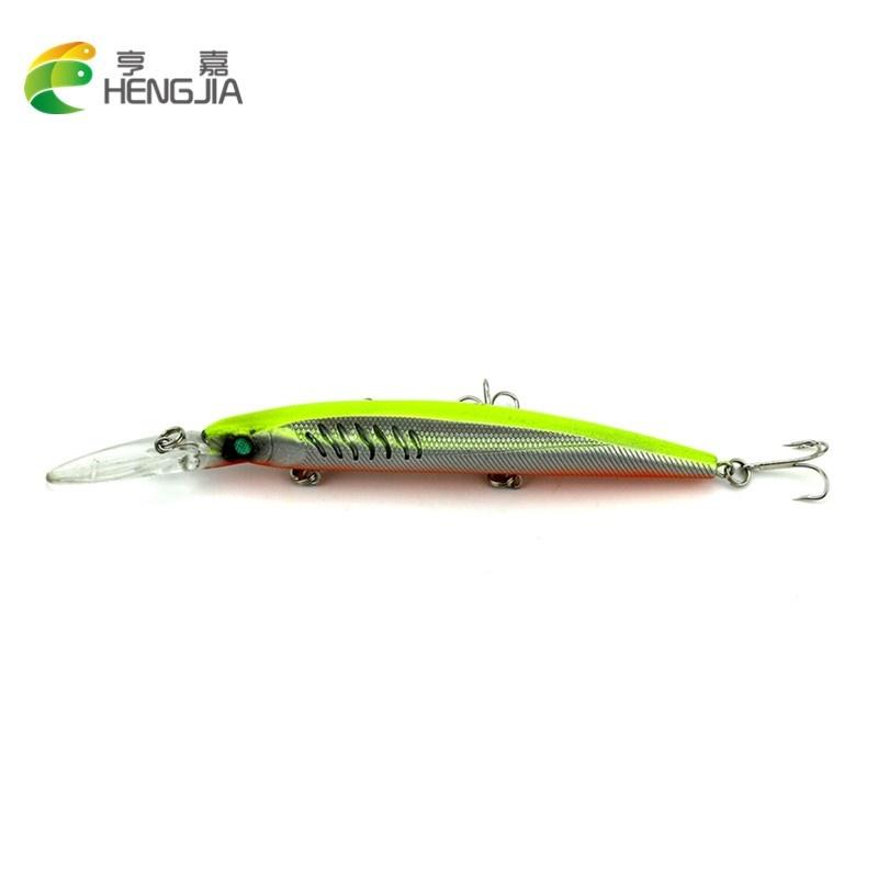 HENGJIA 12,7 g Deepwater Long Lip Minnow Lure 10 Stück/Packung Haken Lebensechter Hechtköder