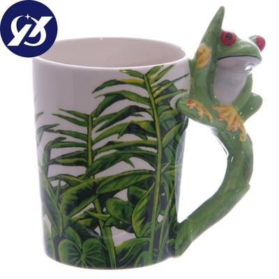 Stereo-Vogel-Keramik-Markenbecher, handgezeichneter 3D-Tierbecher