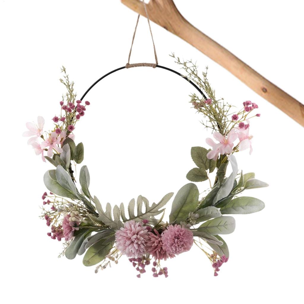 Spring Wreath Artificial Floral Wreaths Front Door Wall Garland  Round Door Hanger Fake Floral Garland Home Wedding Party Decor
