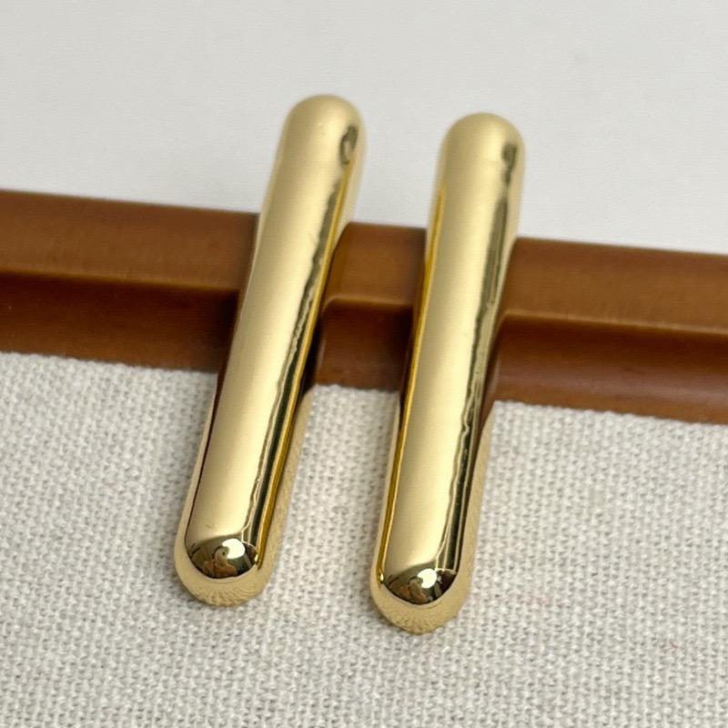 2025 New Simple European And American Metal Smooth Cylindrical Unique Earrings Temperament Female Accessories
