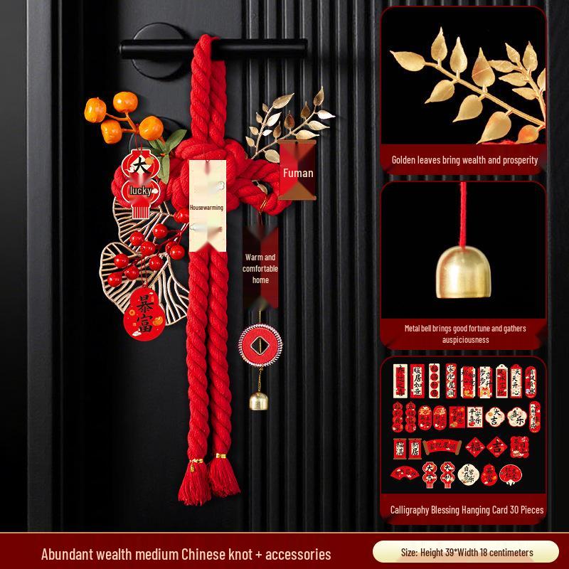 Housewarming Decor: Fu Character Door Handle Pendant Knot for New Home Ceremony