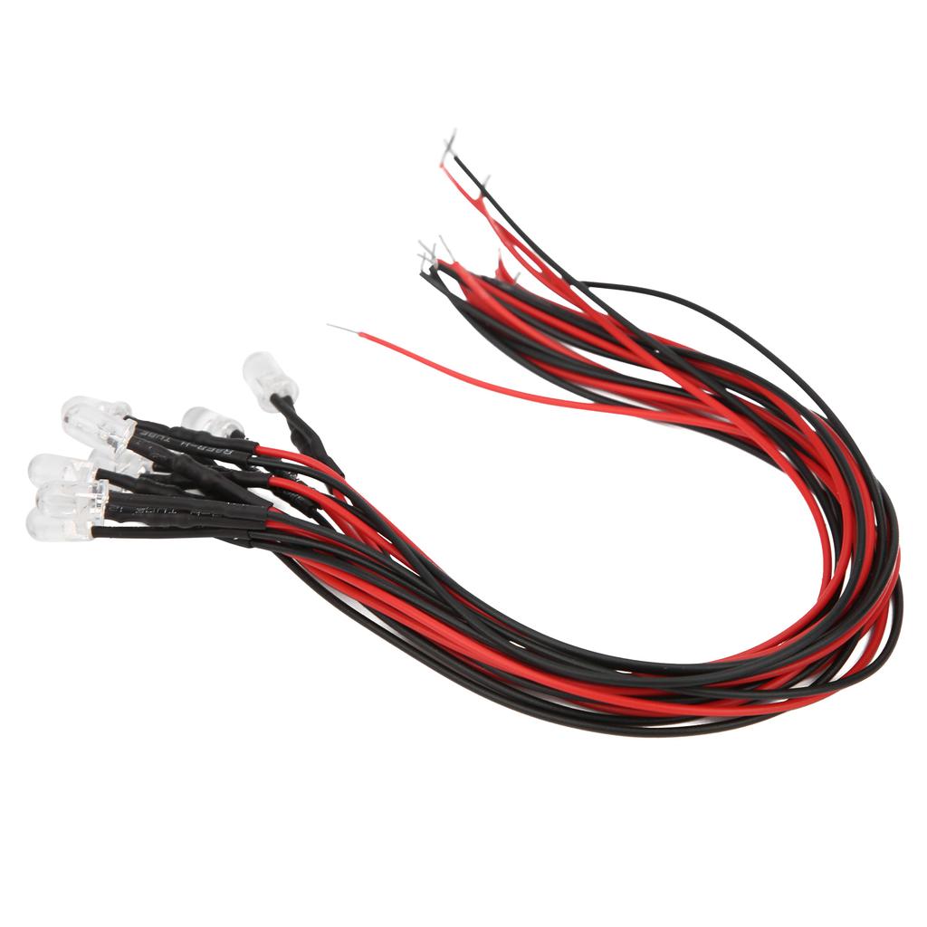 50Pcs Diode Wired Light Emitting Round Head High Brightness In Line LED 20cm 5mm 12V