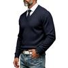 Maglione da Uomo Autunno Inverno a Treccia Monocolore Scollo a V Manica Lunga Casual Business Maglione Lavorato a Maglia