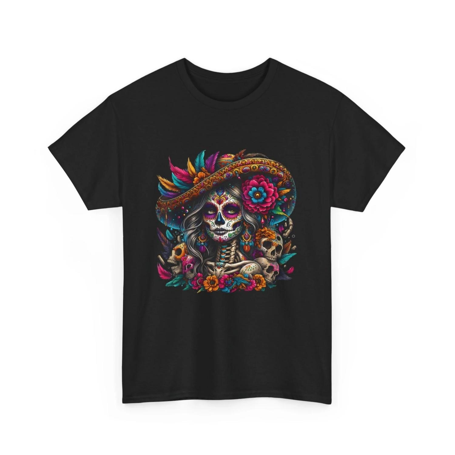 День Мертвых La Catrina День Мертвых Сахарный Череп Женская Футболка S чёрный