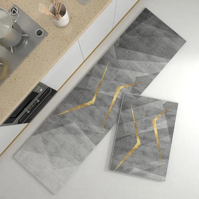 Rug for Kitchen Floor Mat Water-absorbing Non-slip Foot Mats Runway Long Carpet Black Carpets Minimalist Home Decoration Rugs