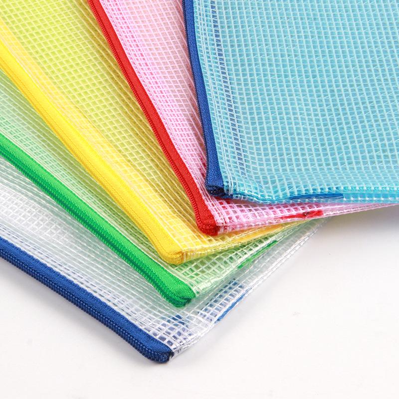 A4 Transparent Mesh Zipper File Bag - Office & Business Document Tote
