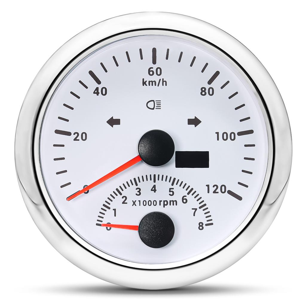 2 In 1 Multifunction Gauge IP67 Waterproof Speedometer With Tachometer Red Backlight for 12V 24V Universal Car Boat Speed Meter