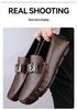Men’s Trendy Genuine Leather Loafers - Soft Sole Slip-ons, Plus Size Casual Driving Moccasins for Spring & Autumn.