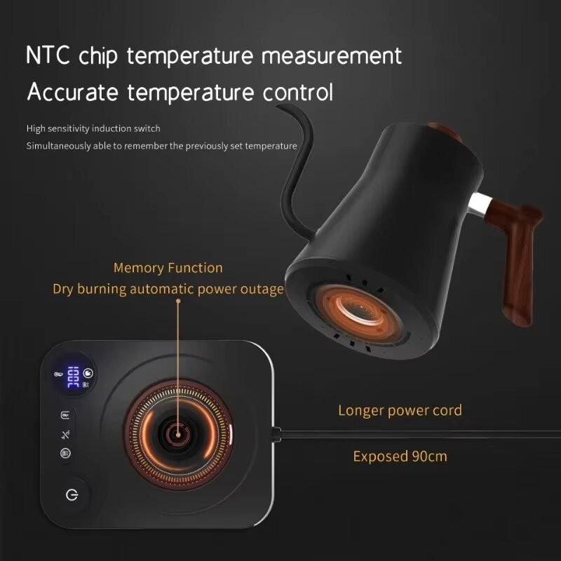 900ML Large Capacity Gooseneck Electric Kettle 1200W Water Boiler NTC Temperature Control LCD Display Boiling Tea Kettle