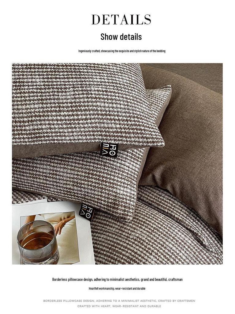 Luxury Cotton Yarn-Dyed Duvet & Bedding Set - 4 Pieces, Light Wash, Fits 1.8 Bed