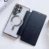 Flip Cover Plating Clear Magnetic Fold Wallte Case For Samsung S25 Ultra S24 FE S23 S22 Plus Slot Card Bag Holder Soft Cover