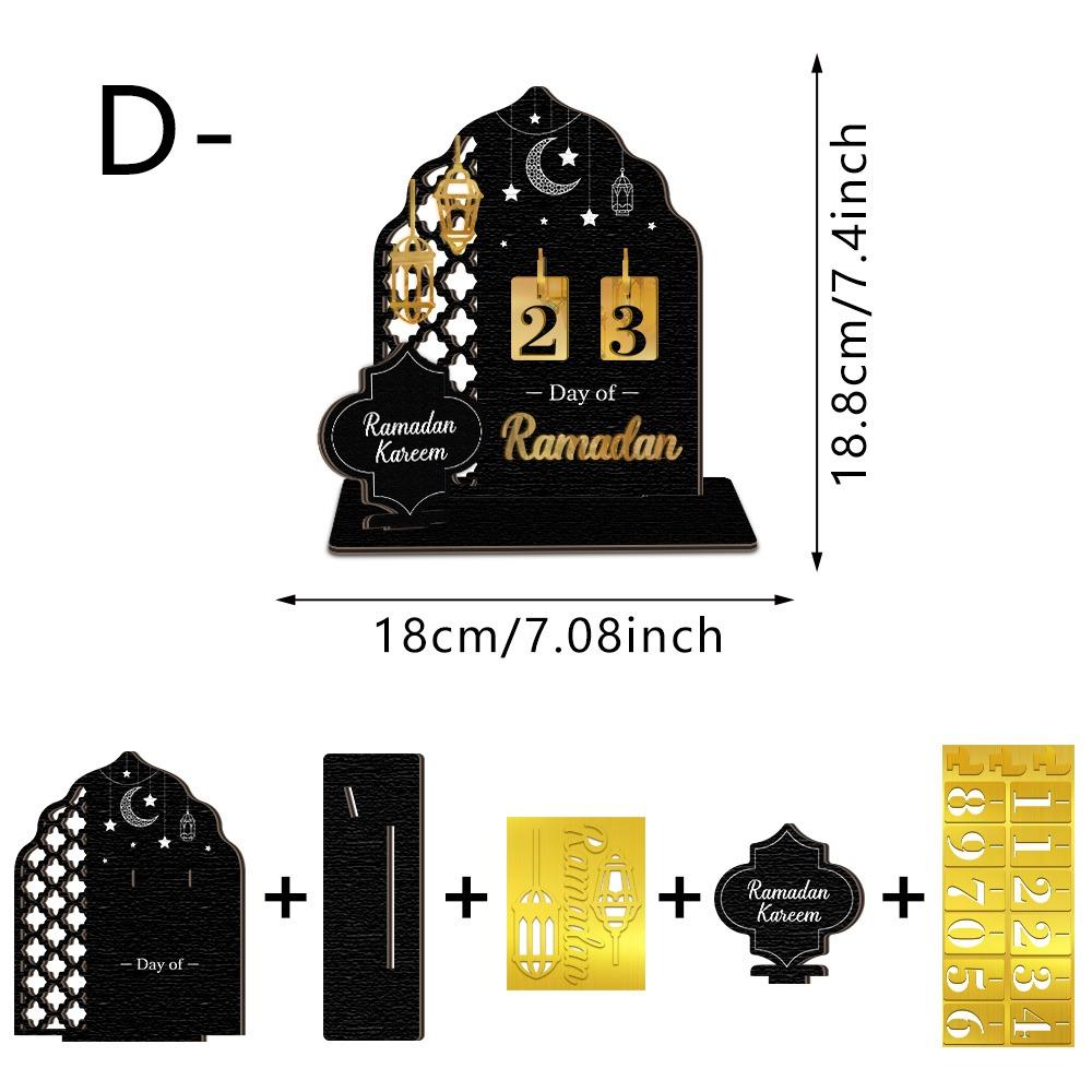 Creative Black Gold Ramadan Countdown Calendar with Wooden Base DIY Advent Calendar Replacement Acrylic Islamic Decoration Gift