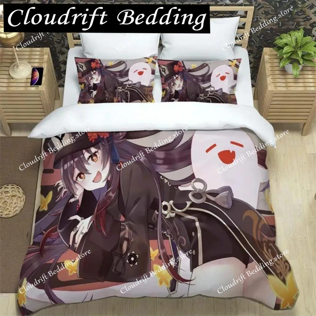Genshin Impact Digital Printed Polyester Bedding Set For Boys And Girls Three Piece Comfortable Soft Couple Gift Bedding Sets