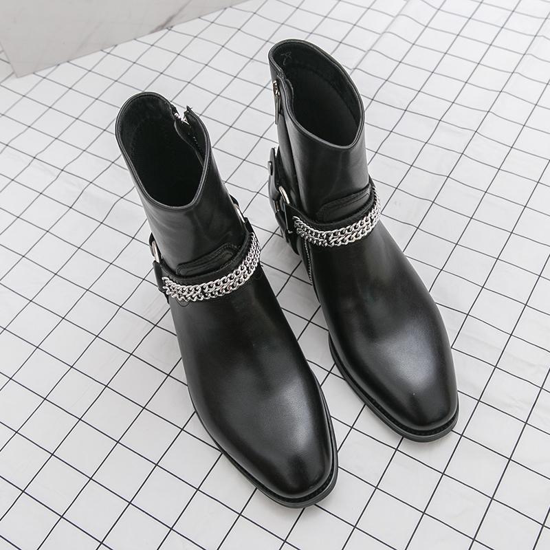 

Модные Классические Ретро Стиль Заостренные Ковбойские Сапоги Высокого Качества Мужские Кожаные Ботинки с Высоким Голенищем Брендовые Удобные Мягкие Ботинки Челси 46 чёрный