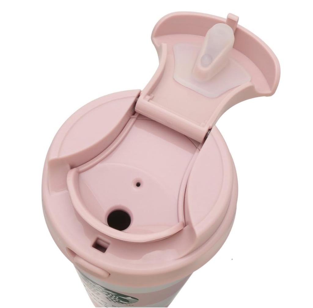 Starbucks Gelato Pique Border Stainless Steel Togo Bottle, Soft Pink, 473ml