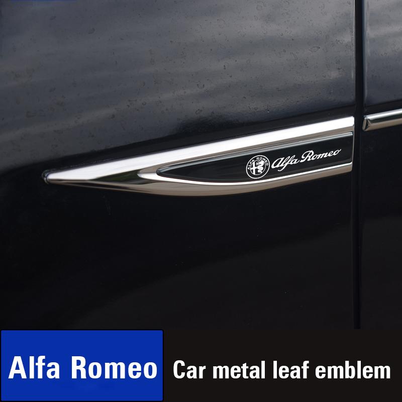DCLLR1 Alfa Romeo Metal Stickers 2Pcs Car Body Decoration Stickers For Giulietta Mito 159 Giulia Stelvio 156 147 Tonale Brera Disco
