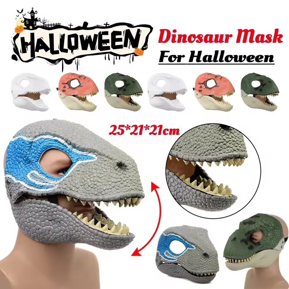 Halloween Drache Dinosaurier Maske Offener Mund Latex Horror Dinosaurier Kopfbedeckung Dino Maske Party Cosplay Kostüm Angst Maske