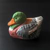 Wooden Duck Figurine Hand-Carved Duck Statue Small Rustic Wildlife Sculpture Collectible Ornament for Indoor Desk Shelf Decor
